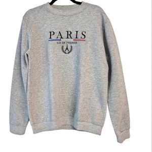 Paris France logo embroidered sweatshirt size medium grey